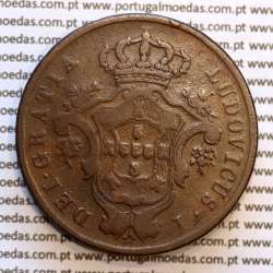 Açores, 20 Réis 1865 cobre  D. Luis I "Vinte réis 1865 Açores, Legenda sem pontos", (BC), World Coins Azores KM 15