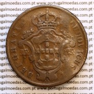 Açores, 20 Réis 1865 cobre  D. Luis I "Vinte réis 1865 Açores, Legenda sem pontos", (BC-/REG), World Coins Azores KM 15