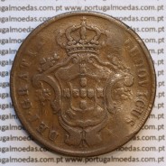 Açores, 20 Réis 1865 cobre  D. Luis I "Vinte réis 1865 Açores, Legenda sem pontos", (BC-/REG), World Coins Azores KM 15