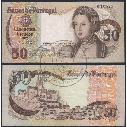 Nota de 50 Escudos 1968 Infanta D.Maria, 50$00 28/05/1968 Chapa: 9 - Banco de Portugal (Pouco Circulada)