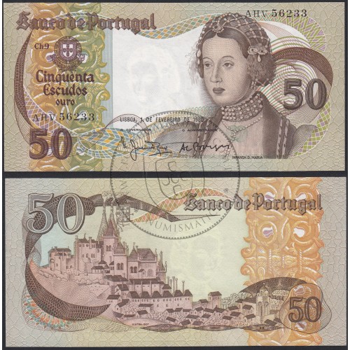 Nota de 50 Escudos 1980 Infanta D.Maria, 50$00 01/02/1980 Chapa: 9 - Banco de Portugal (Pouco Circulada)