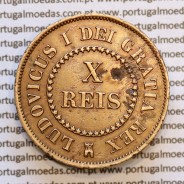 Ensaio Monetário de X Réis 1863 em Latão D. Luis I (Bruxelas, gravador "Charles Wiener") , World Coins Portugal - Patterns Pn133