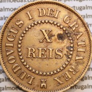 Ensaio Monetário de X Réis 1863 em Latão D. Luis I (Bruxelas, gravador "Charles Wiener") , World Coins Portugal - Patterns Pn133
