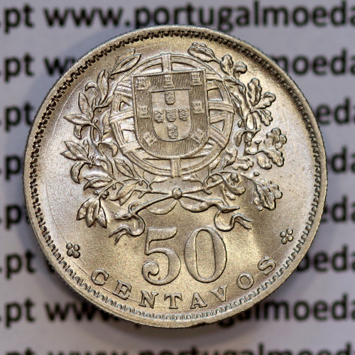 50 Centavos Alpaca 1940, Republica Portuguesa, $50 Centavos 1940 em alpaca (Soberba), World Coins Portugal KM 577