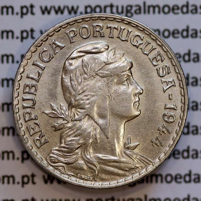 1 Escudo 1944 Alpaca, 1$00 1944 alpaca Republica Portuguesa, (Bela-) World Coins Portugal KM 578