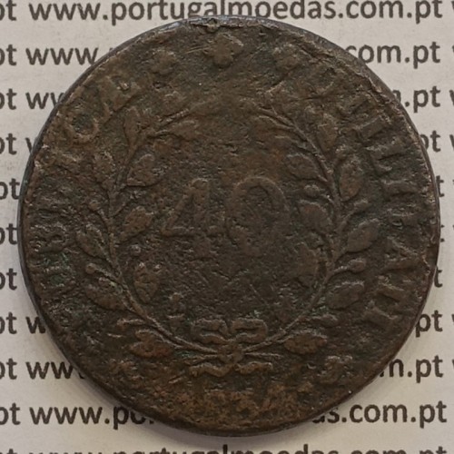 MOEDA PATACO (40 REIS) BRONZE 1834 - EIXO HORIZONTAL - D.MARIA II