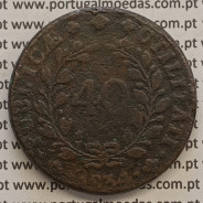 MOEDA PATACO (40 REIS) BRONZE 1834 - EIXO HORIZONTAL - D.MARIA II