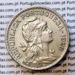 1 Escudo 1928 Alpaca, 1$00 1928 alpaca Republica Portuguesa, (Bela), World Coins Portugal  KM 578