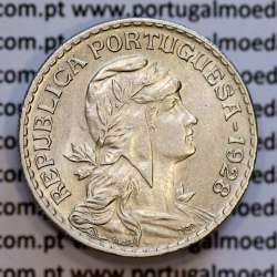 1 Escudo 1928 Alpaca, 1$00 1928 alpaca Republica Portuguesa, (Bela), World Coins Portugal  KM 578