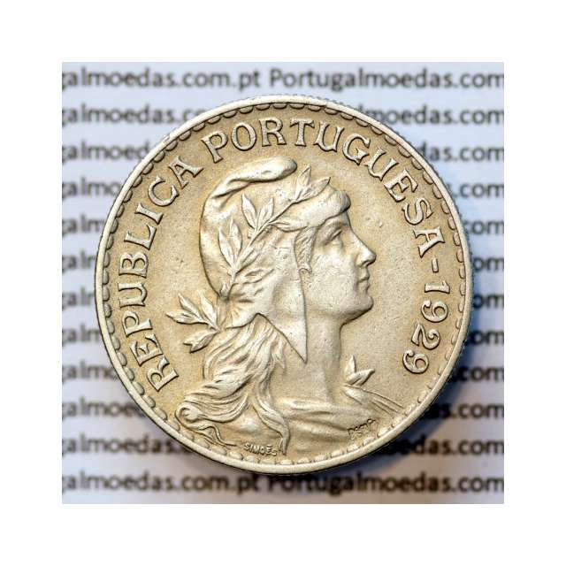 Portugal, coin of 1 Escudo 1929 Alpaca of the Portuguese Republic, (VF+/XF), World Coins Portugal KM 578