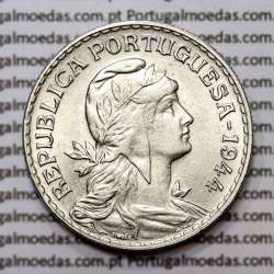 Portugal, coin of 1 Escudo 1944 Alpaca of the Portuguese Republic, (AU), World Coins Portugal KM 578
