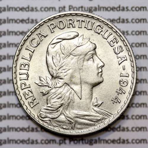 1 Escudo 1944 Alpaca, 1$00 1944 alpaca Republica Portuguesa, (Bela), World Coins Portugal KM 578