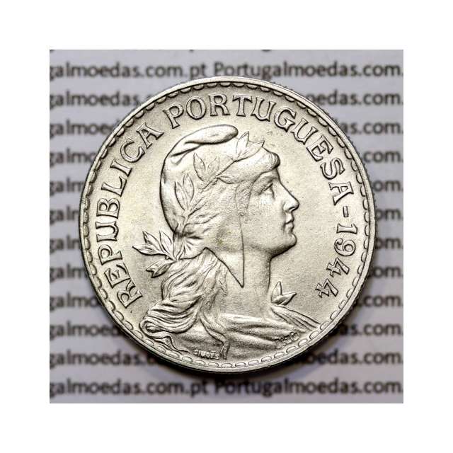 Portugal, coin of 1 Escudo 1944 Alpaca of the Portuguese Republic, (AU), World Coins Portugal KM 578