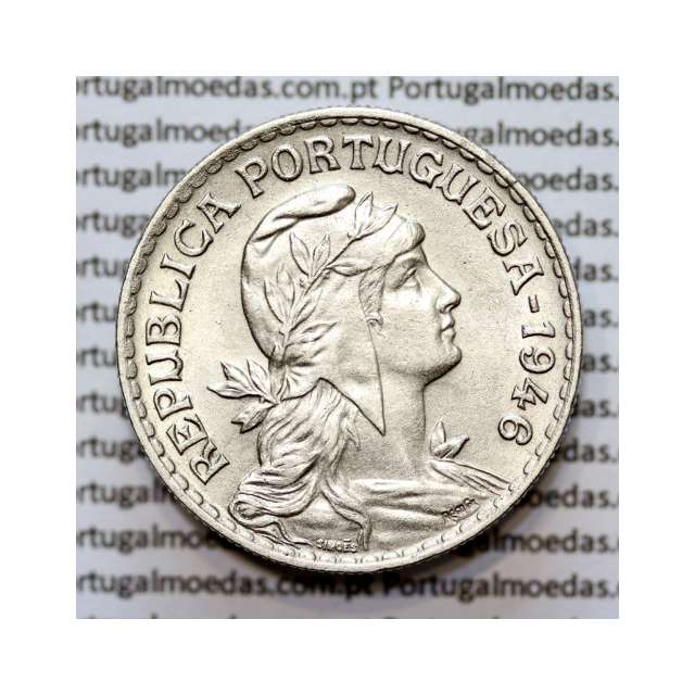 Portugal, coin of 1 Escudo 1946 Alpaca of the Portuguese Republic, (AU), World Coins Portugal KM 578
