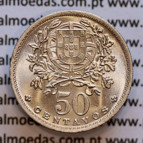Portugal, Nickel brass coin of 50 Centavos 1955 of Portuguese Republic, (UNC), World Coins Portugal KM 577