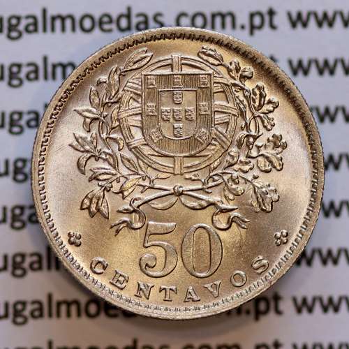 Portugal, Nickel brass coin of 50 Centavos 1958 of Portuguese Republic, (UNC), World Coins Portugal KM 577
