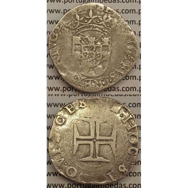 TOSTÃO PRATA D.SEBASTIÃO I (1557-1578), COROA FECHADA, 3 CÍRCULOS COMPASSO REVERSO