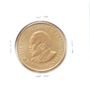 Quénia 5 cêntimos 1975 Latão-Níquel, Kenya 5 cents 1975 Nickel brass, World Coins - Kenya KM 10