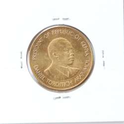 Quénia 5 cêntimos 1987 Latão-Níquel, Kenya 5 cents 1987 Nickel brass, World Coins - Kenya KM 17