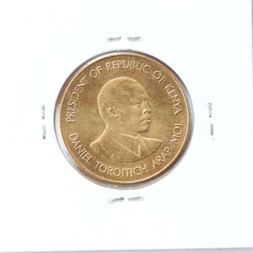Quénia 5 cêntimos 1987 Latão-Níquel, Kenya 5 cents 1987 Nickel brass, World Coins - Kenya KM 17