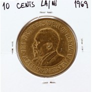 Quénia 10 cêntimos 1969 Latão-Níquel, Kenya 10 cents 1969 Nickel brass, World Coins - Kenya KM 11
