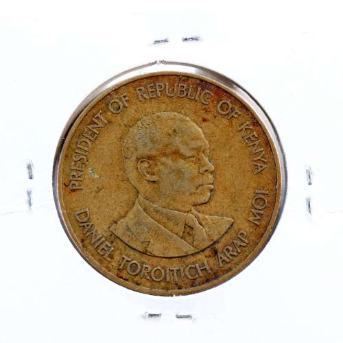 Quénia 10 cêntimos 1984 Latão-Níquel, Kenya 10 cents 1984 Nickel brass, World Coins - Kenya KM 18