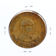 Quénia 10 cêntimos 1984 Latão-Níquel, Kenya 10 cents 1984 Nickel brass, World Coins - Kenya KM 18