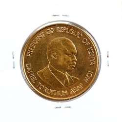 Quénia 10 cêntimos 1987 Latão-Níquel, Kenya 10 cents 1987 Nickel brass, World Coins - Kenya KM 18