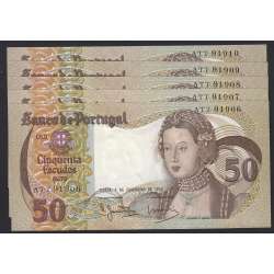 LOTE DE 10 NOTAS COM NÚMEROS SEGUIDOS - 50 ESCUDOS 1980 (MUITO POUCO CIRCULADAS) Ch.9 INFANTA D.MARIA - (01/02/1980)