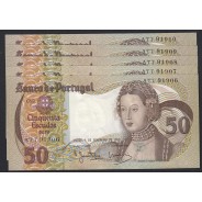 LOTE DE 10 NOTAS COM NÚMEROS SEGUIDOS - 50 ESCUDOS 1980 (MUITO POUCO CIRCULADAS) Ch.9 INFANTA D.MARIA - (01/02/1980)