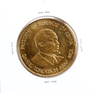 Quénia 10 cêntimos 1986 Latão-Níquel, Kenya 10 cents 1986 Nickel brass, World Coins - Kenya KM 18