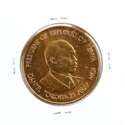 Quénia 10 cêntimos 1989 Latão-Níquel, Kenya 10 cents 1989 Nickel brass, World Coins - Kenya KM 18