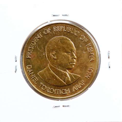 Quénia 10 cêntimos 1987 Latão-Níquel, Kenya 10 cents 1987 Nickel brass, World Coins - Kenya KM 18