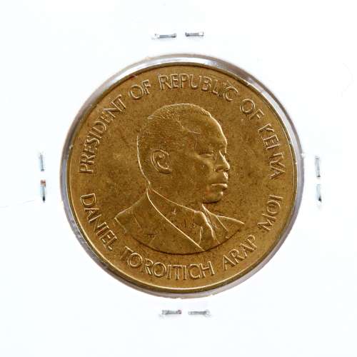 Quénia 10 cêntimos 1987 Latão-Níquel, Kenya 10 cents 1987 Nickel brass, World Coins - Kenya KM 18