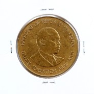Quénia 10 cêntimos 1987 Latão-Níquel, Kenya 10 cents 1987 Nickel brass, World Coins - Kenya KM 18