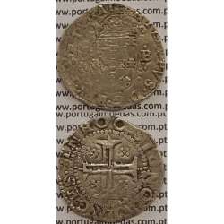 MOEDA TOSTÃO PRATA 1598-1621 / CRUZ CERCADA POR PONTOS D. FILIPE II