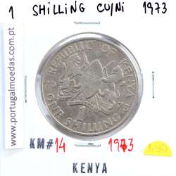 Quénia 1 shilling 1973 Cupro-Níquel, Kenya 1 shilling 1973 Copper Nickel , World Coins - Kenya KM 14