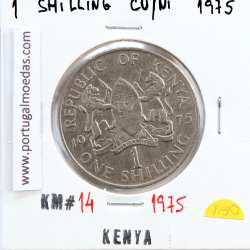Quénia 1 shilling 1975 Cupro-Níquel, Kenya 1shilling 1975 Copper Nickel , World Coins - Kenya KM 14