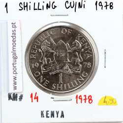 Quénia 1 shilling 1978 Cupro-Níquel, Kenya 1 shilling 1978 Copper Nickel , World Coins - Kenya KM 14