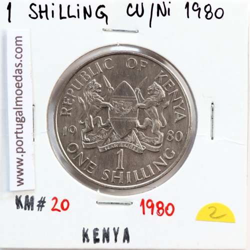 Quénia 1 shilling 1980 Cupro-Níquel, Kenya 1 shilling 1980 Copper Nickel , World Coins - Kenya KM 20