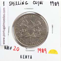 Quénia 1 shilling 1989 Cupro-Níquel, Kenya 1 shilling 1989 Copper Nickel , World Coins - Kenya KM 20