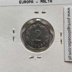 Malta 2 mils 1972 Alumínio, World Coins Malta KM 5, coin of 2 mils 1972 Aluminium