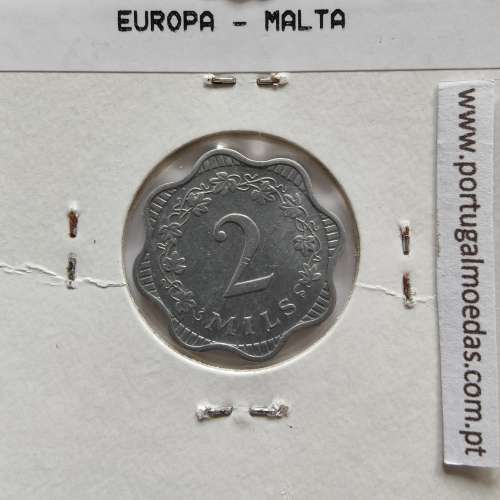 Malta 2 mils 1972 Alumínio, World Coins Malta KM 5, coin of 2 mils 1972 Aluminium