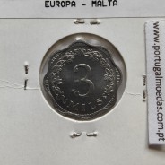 Malta 3 mils 1972 Alumínio, World Coins Malta KM 6, coin of 3 mils 1972 Aluminium