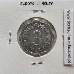 Malta 3 mils 1972 Alumínio, World Coins Malta KM 6, coin of 3 mils 1972 Aluminium