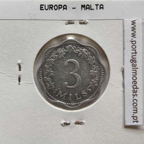 Malta 3 mils 1972 Alumínio, World Coins Malta KM 6, coin of 3 mils 1972 Aluminium