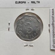 Malta 3 mils 1972 Alumínio, World Coins Malta KM 6, coin of 3 mils 1972 Aluminium