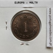 Malta 1 Cent 1972 Bronze, World Coins Malta KM 8, coin of 1 Cent 1972 Bronze