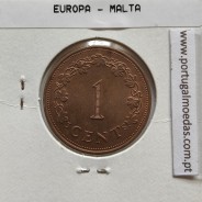 Malta 1 Cent 1975 Bronze, World Coins Malta KM 8, coin of 1 Cent 1975 Bronze
