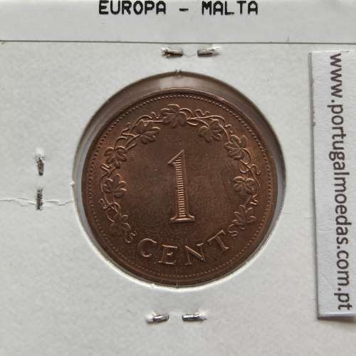Malta 1 Cent 1977 Bronze, World Coins Malta KM 8, coin of 1 Cent 1977 Bronze